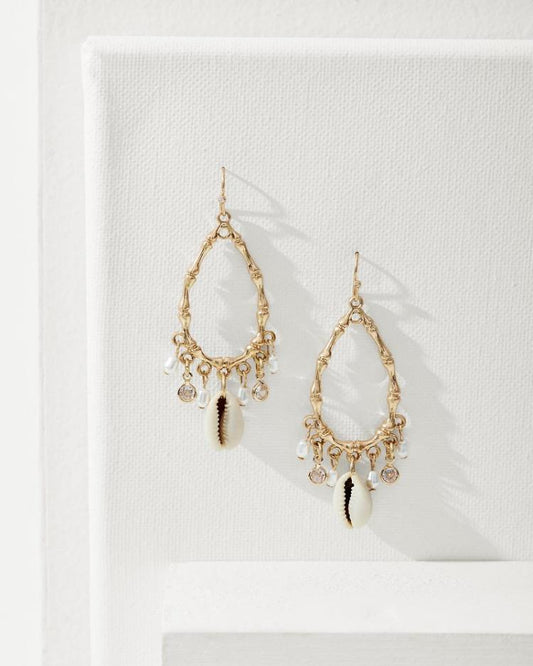 Women Jewelry | Tommy Bahama Seaside Shell Drop Hoop Charm Earrings Gold