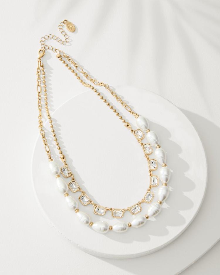 Women Jewelry | Tommy Bahama Tidal Treasure Baroque Pearl And Stone Layered Necklace Gold