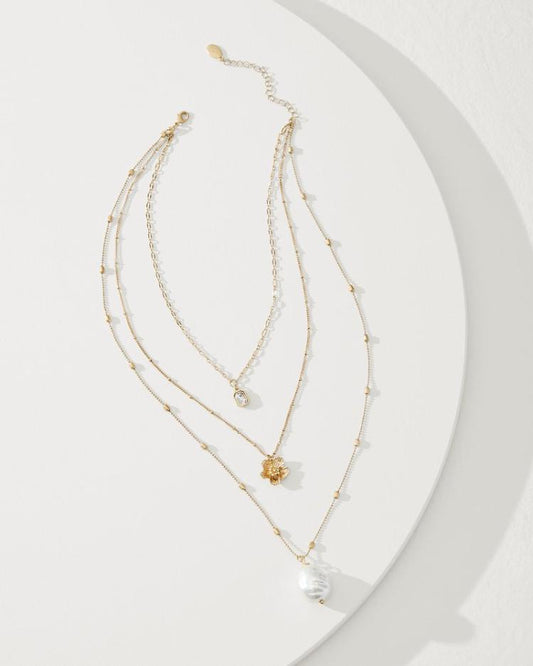 Women Jewelry | Tommy Bahama Tidal Treasure Floral Charm Layered Necklace Gold