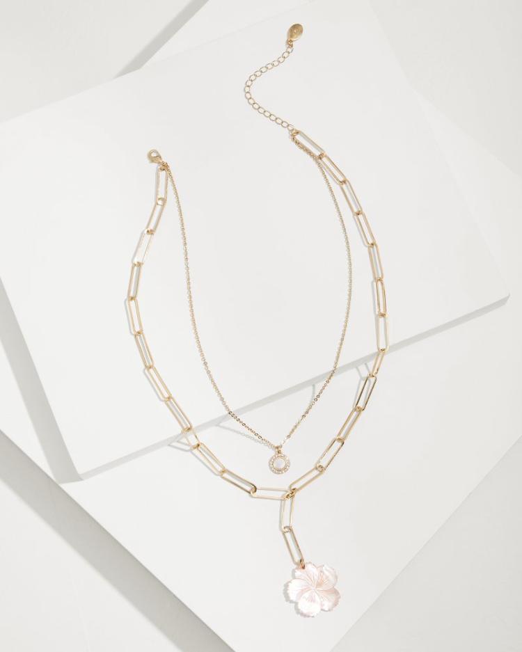 Women Jewelry | Tommy Bahama Tropical Blooms Hibiscus Charm Layered Necklace Pink