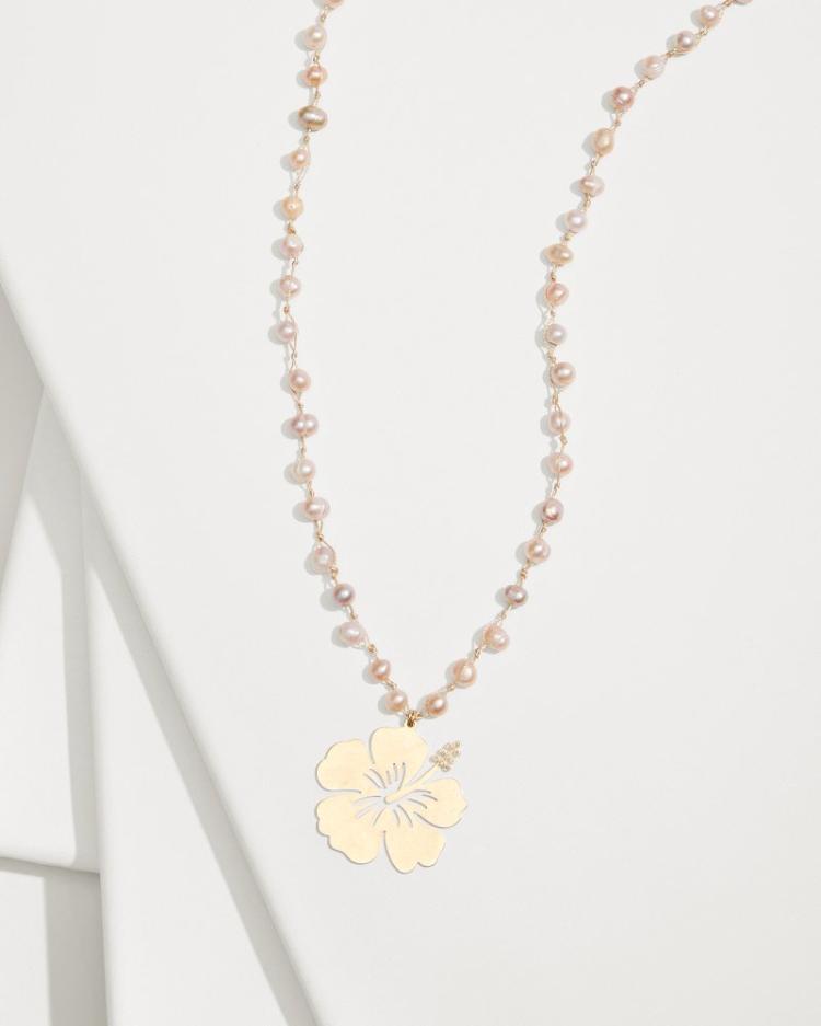 Women Jewelry | Tommy Bahama Tropical Blooms Hibiscus Pendant Pearl Necklace Pink