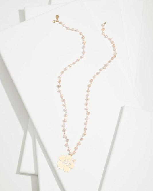 Women Jewelry | Tommy Bahama Tropical Blooms Hibiscus Pendant Pearl Necklace Pink