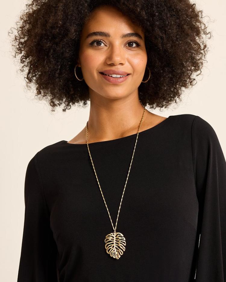 Women Jewelry | Tommy Bahama Tropical Blooms Monstera Pendant Necklace Gold