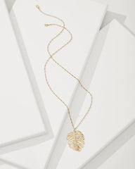 Women Jewelry | Tommy Bahama Tropical Blooms Monstera Pendant Necklace Gold
