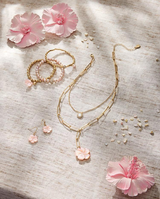 Women Jewelry | Tommy Bahama Tropical Blooms Stretch Charm Bracelet Set Pink