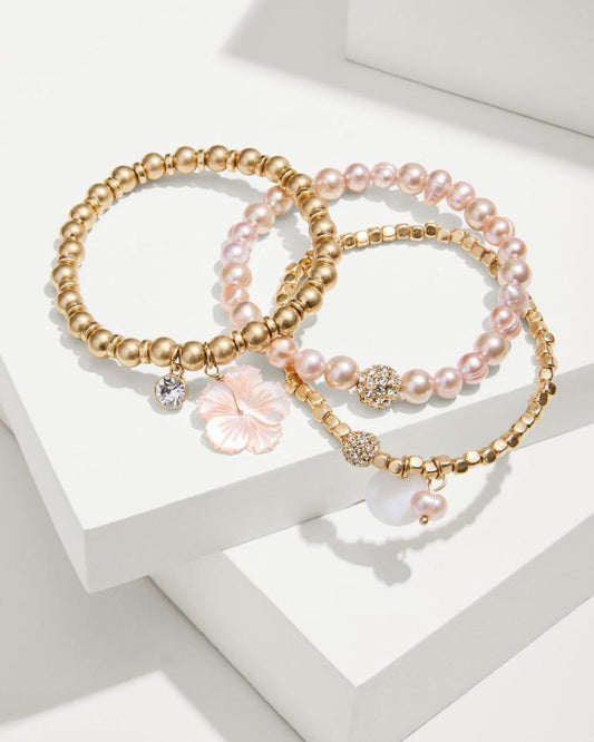 Women Jewelry | Tommy Bahama Tropical Blooms Stretch Charm Bracelet Set Pink