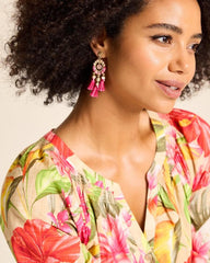 Women Jewelry | Tommy Bahama Tropical Blooms Tassel Shell Statement Earrings Fuchsia