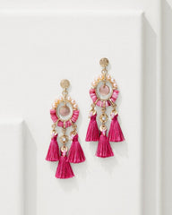 Women Jewelry | Tommy Bahama Tropical Blooms Tassel Shell Statement Earrings Fuchsia