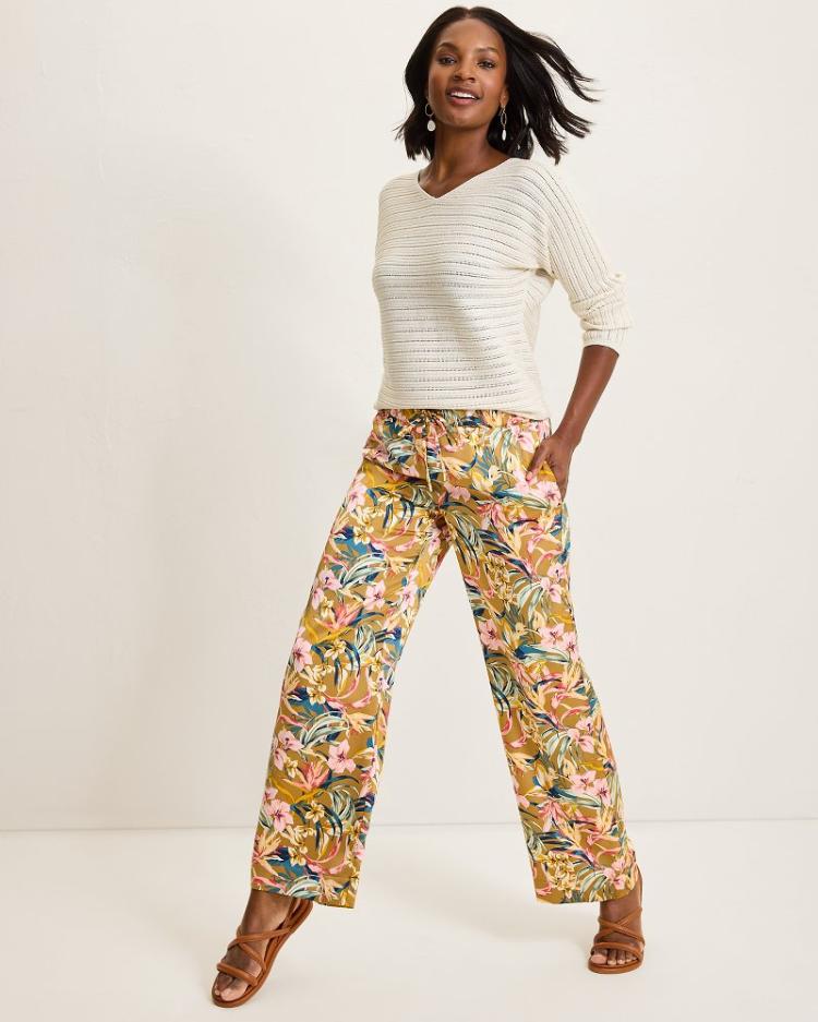 Women Pants &amp; Crops | Tommy Bahama Flora Amora Satin Pants Greek Olive
