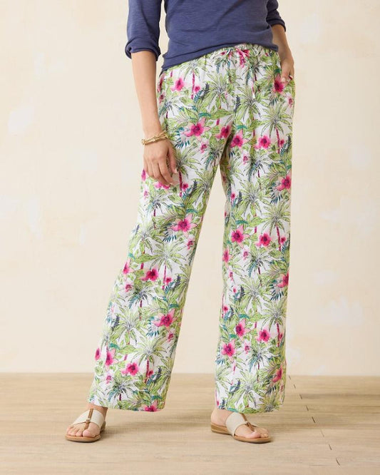 Women Pants &amp; Crops | Tommy Bahama Two Palms Coastal Palms High-Rise Linen Easy Pants White
