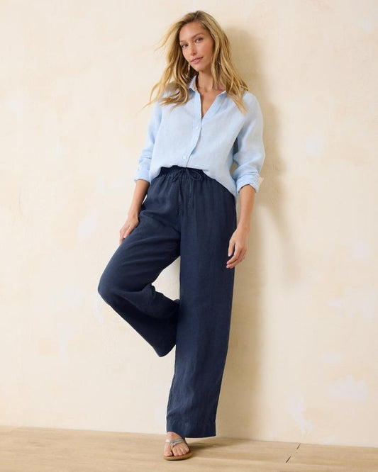 Women Pants &amp; Crops | Tommy Bahama Two Palms High-Rise Linen Easy Pants Coastline