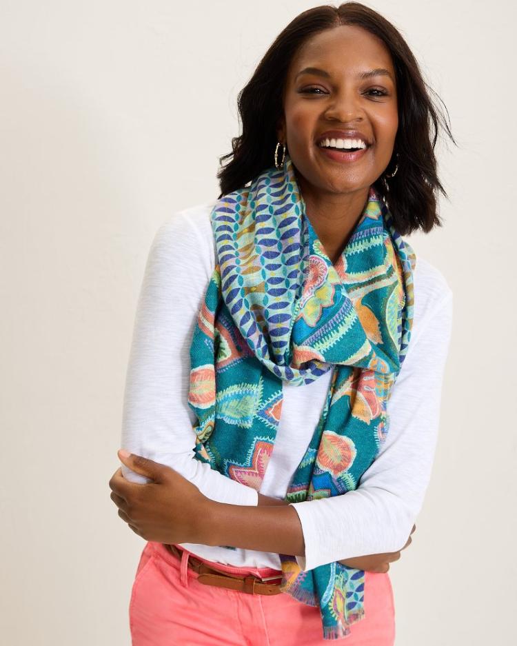 Women Scarves &amp; Wraps | Tommy Bahama Hypnotic Garden Double Face Scarf Blue Spruce