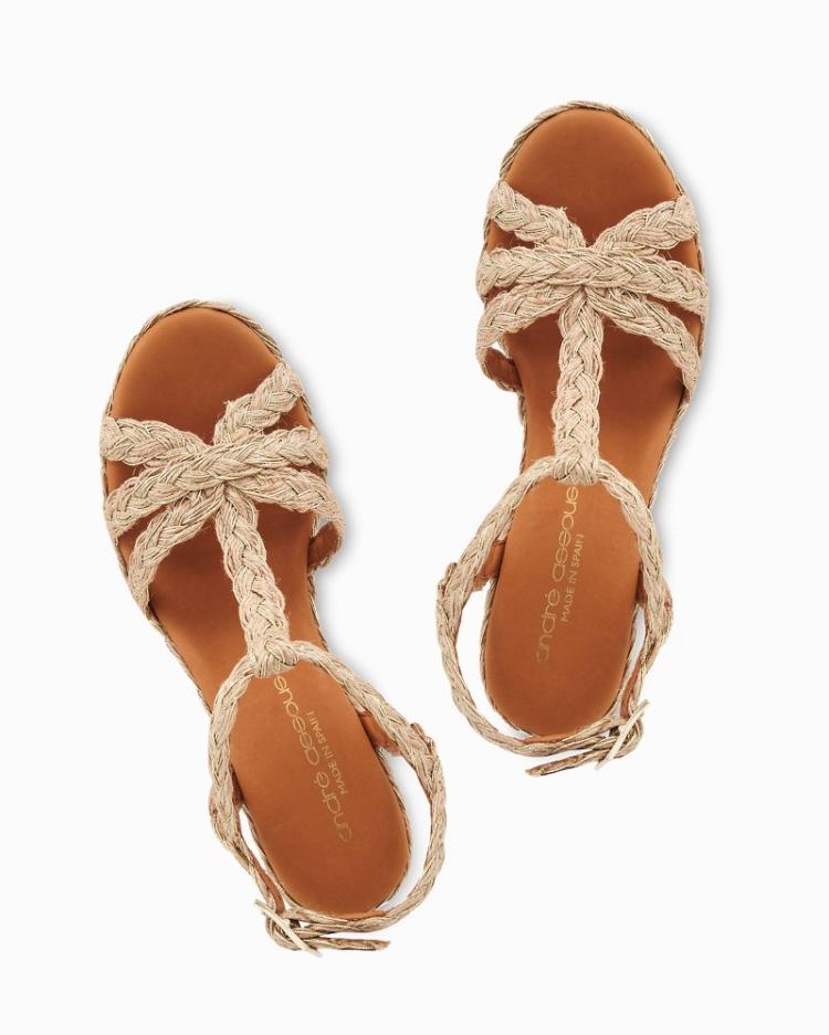 Women Shoes &amp; Sandals | Tommy Bahama André Assous Madina Raffia Wedge Sandals Gold