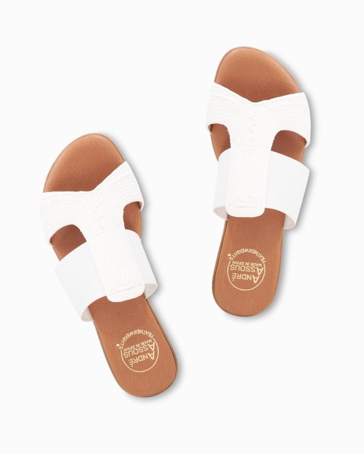 Women Shoes &amp; Sandals | Tommy Bahama André Assous Noor Raffia Stretch Sandals White