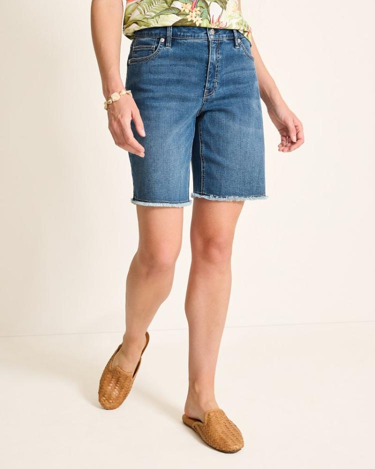 Women Shorts | Tommy Bahama Cut-Off Bermuda Denim Shorts Med Playa Wash