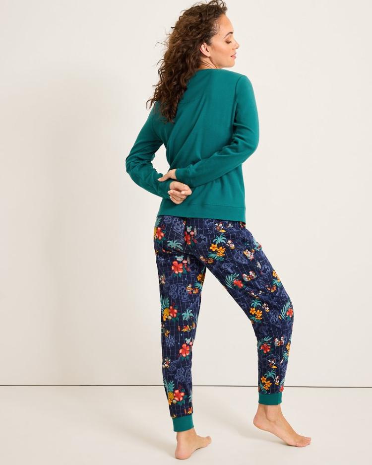 Women Sleepwear | Tommy Bahama Disney Long Sleeve &amp; Pants Family Pajama Set Tropical Teal