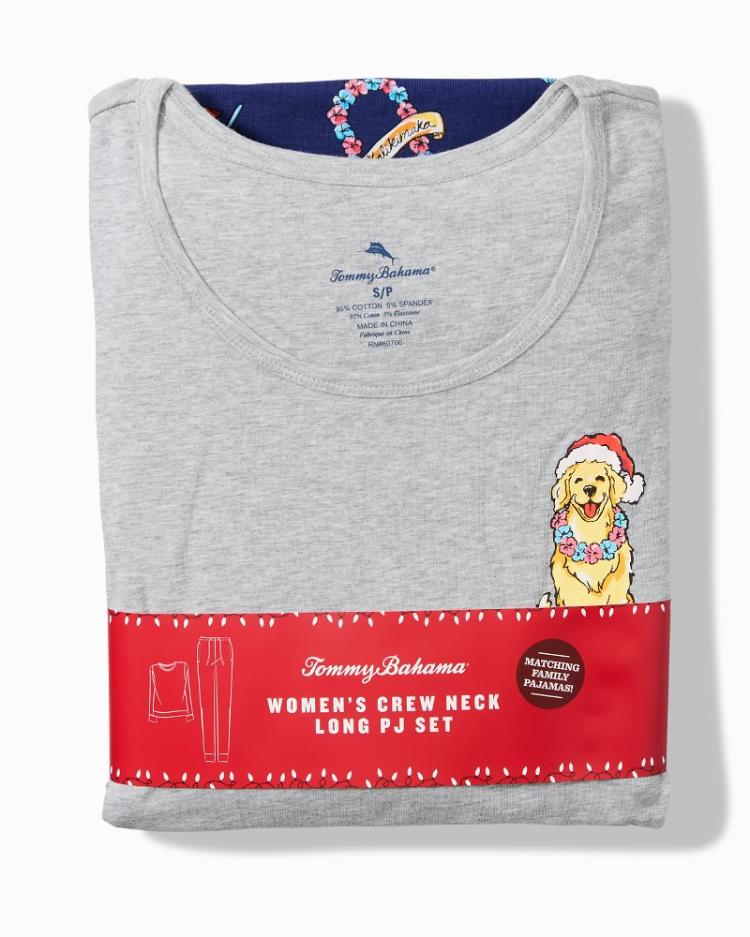 Women Sleepwear | Tommy Bahama Holiday Dog Long Sleeve &amp; Pants Family Pajama Set Island Navy