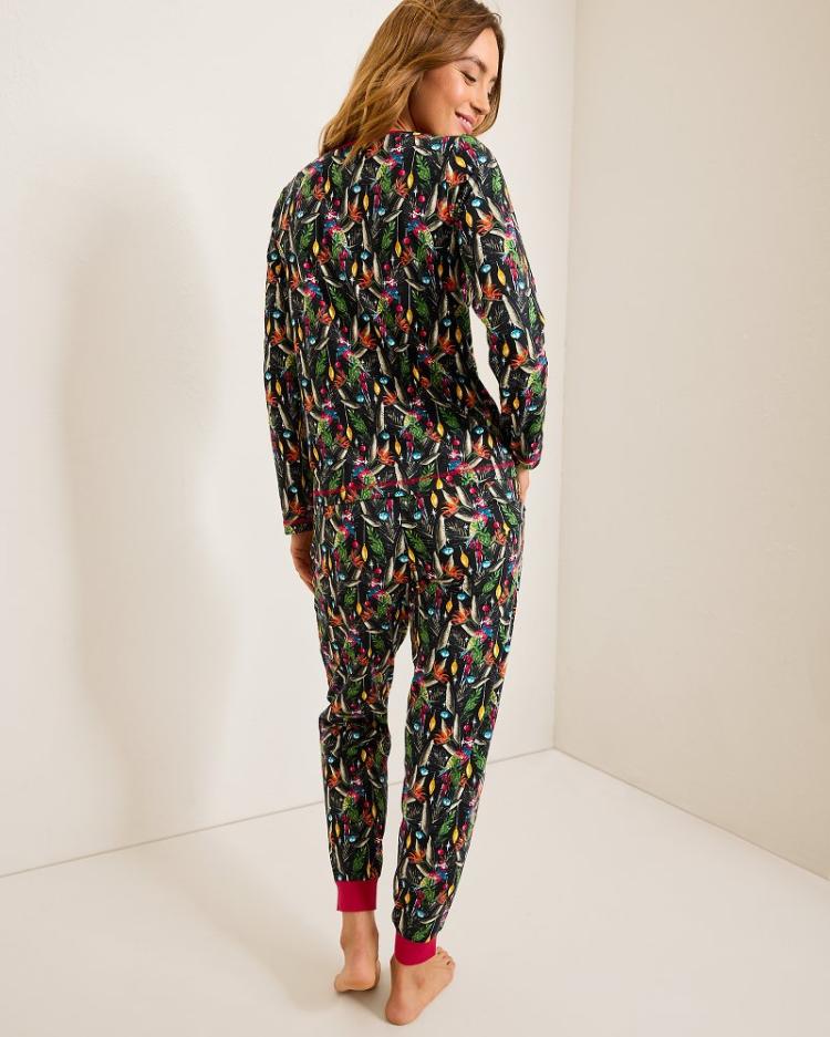 Women Sleepwear | Tommy Bahama Holiday Parrot V-Neck &amp; Pants Family Pajama Set Poinsettia Red