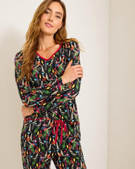 Women Sleepwear | Tommy Bahama Holiday Parrot V-Neck &amp; Pants Family Pajama Set Poinsettia Red