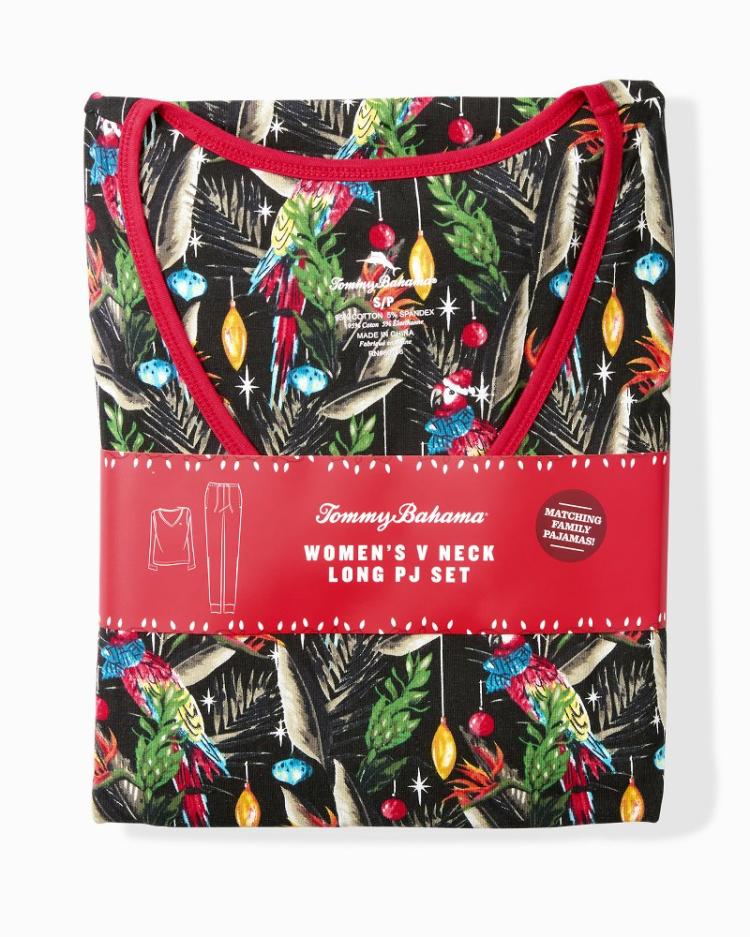 Women Sleepwear | Tommy Bahama Holiday Parrot V-Neck &amp; Pants Family Pajama Set Poinsettia Red