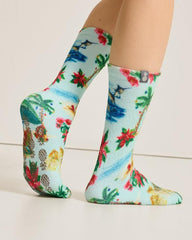 Women Sleepwear | Tommy Bahama Island Soft® Holiday Santa Socks Lt Sky Blue