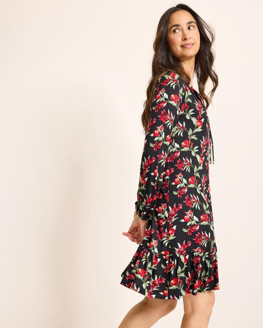 Women Sleepwear | Tommy Bahama Jersey Long-Sleeve Short Sleep Dress Black Cherry