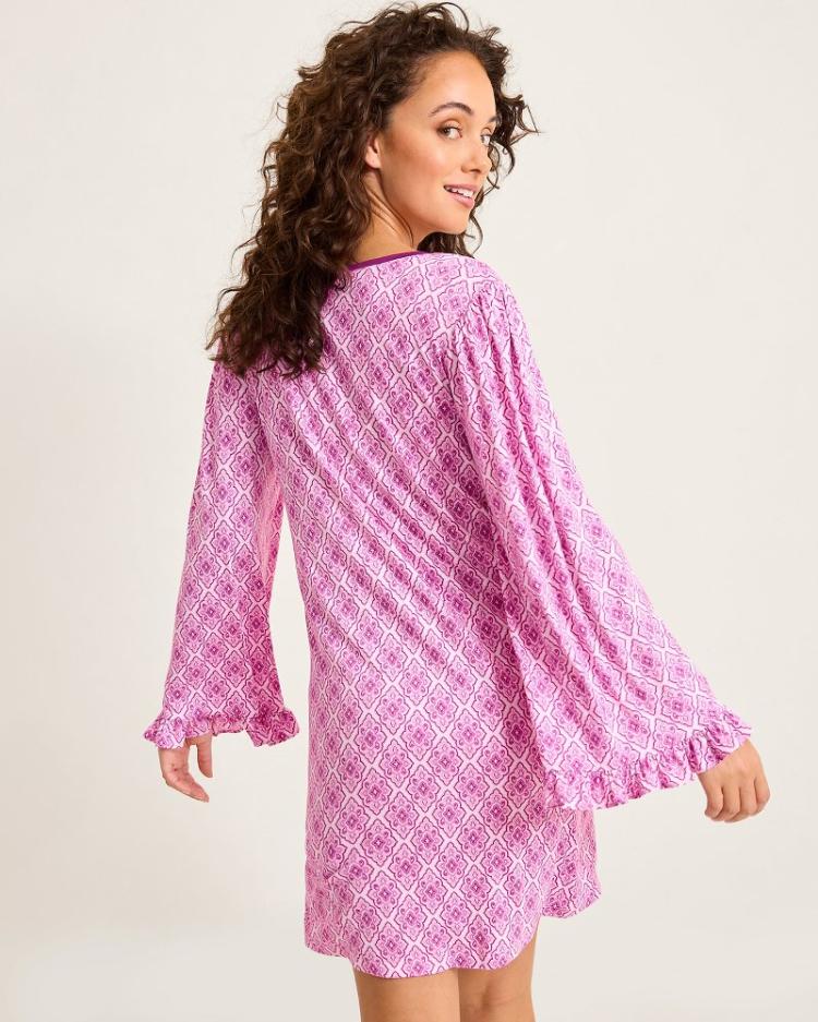 Women Sleepwear | Tommy Bahama Jersey Long-Sleeve Short Sleep Dress Iced Purple