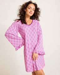 Women Sleepwear | Tommy Bahama Jersey Long-Sleeve Short Sleep Dress Iced Purple