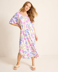 Women Sleepwear | Tommy Bahama Jersey Short-Sleeve Maxi Sleep Caftan Ivory