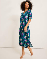Women Sleepwear | Tommy Bahama Jersey Short-Sleeve Maxi Sleep Caftan Summer Night