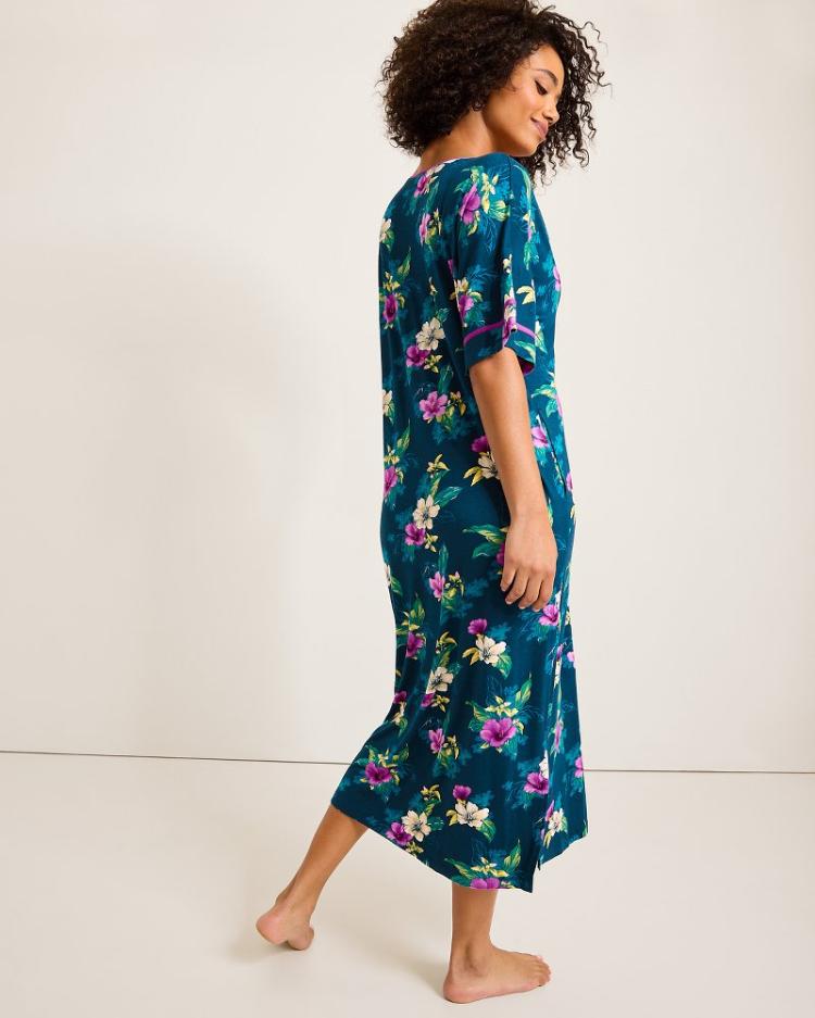 Women Sleepwear | Tommy Bahama Jersey Short-Sleeve Maxi Sleep Caftan Summer Night