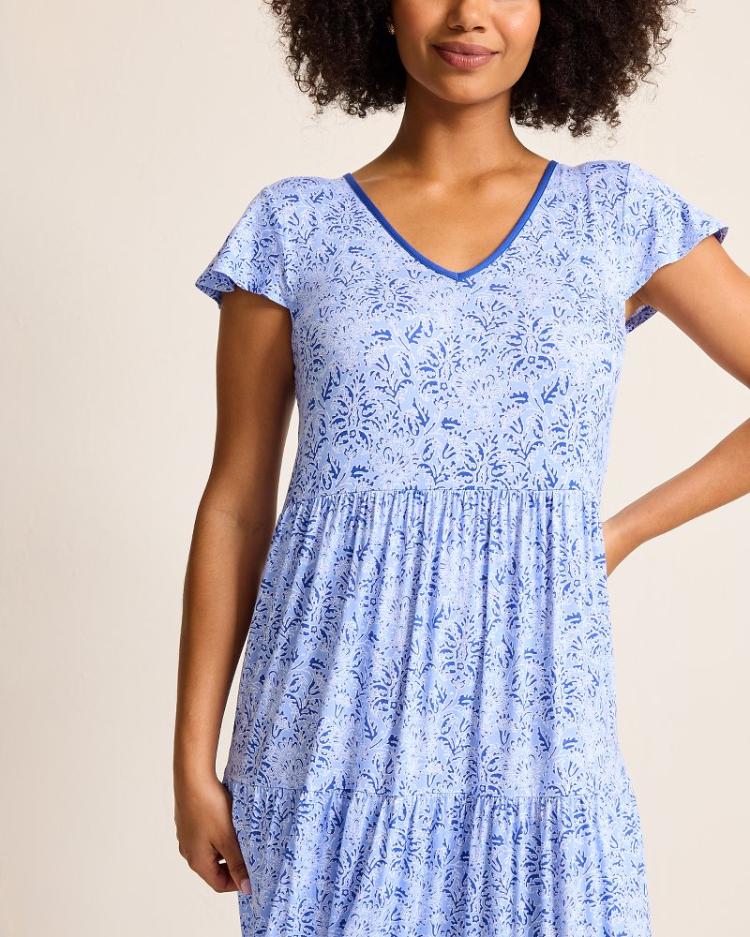 Women Sleepwear | Tommy Bahama Jersey Short-Sleeve Maxi Sleep Dress Periwinkle