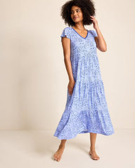 Women Sleepwear | Tommy Bahama Jersey Short-Sleeve Maxi Sleep Dress Periwinkle