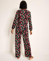 Women Sleepwear | Tommy Bahama Jersey Split-Neck Long Sleeve &amp; Pants Pajama Set Black Cherry