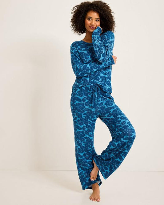 Women Sleepwear | Tommy Bahama Knit Long Sleeve &amp; Pants Pajama Set Deep Sea Teal