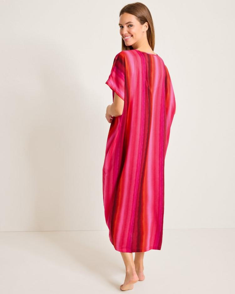 Women Sleepwear | Tommy Bahama Satin Maxi Sleep Caftan Burgundy