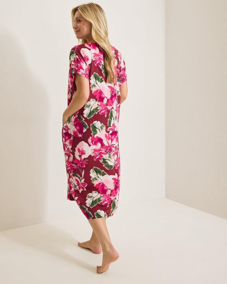 Women Sleepwear | Tommy Bahama Satin Maxi Sleep Caftan Fuchsia Pink