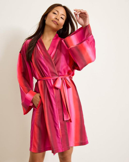 Women Sleepwear | Tommy Bahama Short Satin Robe Burgundy
