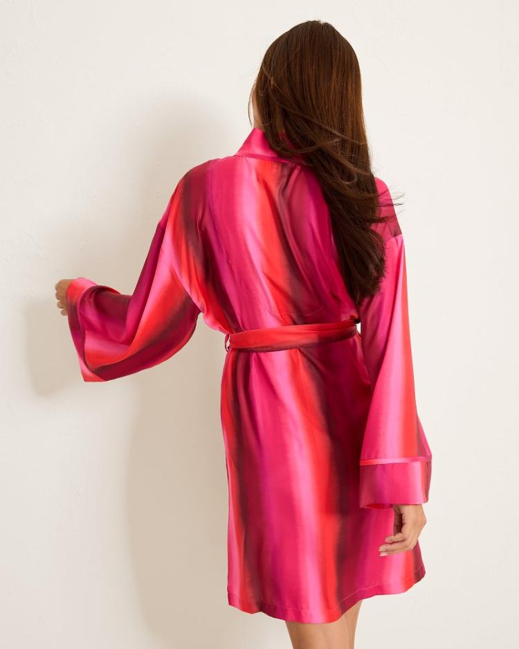 Women Sleepwear | Tommy Bahama Short Satin Robe Burgundy