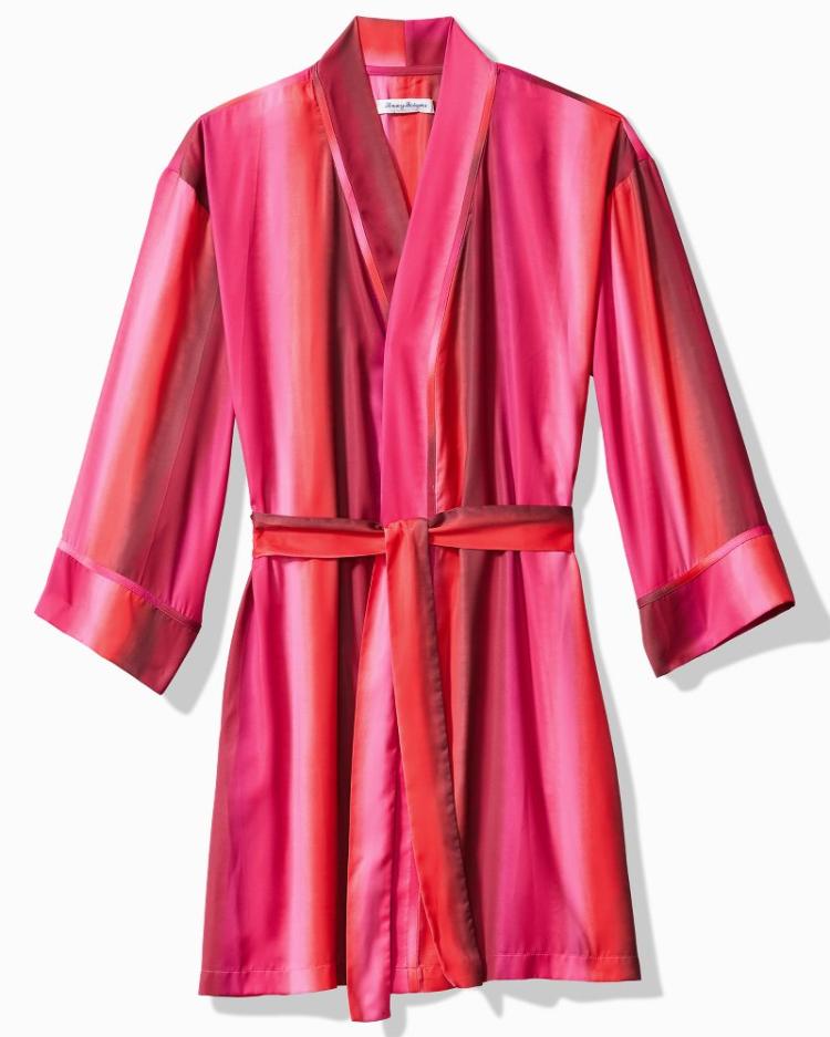 Women Sleepwear | Tommy Bahama Short Satin Robe Burgundy