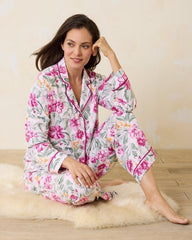Women Sleepwear | Tommy Bahama Woven Sateen Long Sleeve &amp; Pants Pajama Set Blushing