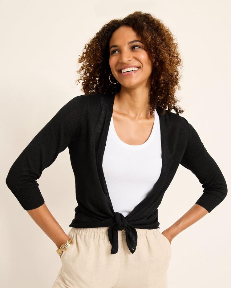Women Sweaters | Tommy Bahama Addison Linen-Blend Cardigan Black