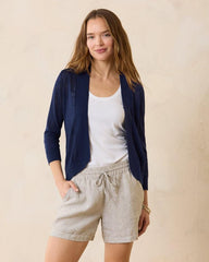 Women Sweaters | Tommy Bahama Lea Open Linen Cardigan Island Navy