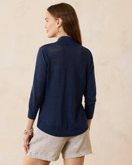 Women Sweaters | Tommy Bahama Lea Open Linen Cardigan Island Navy