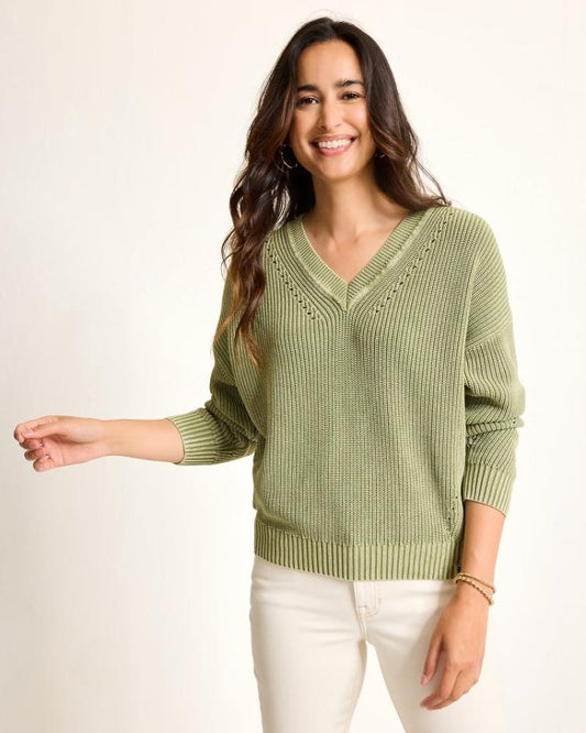 Women Sweaters | Tommy Bahama Salt Wash V-Neck Sweater Dusty Thyme
