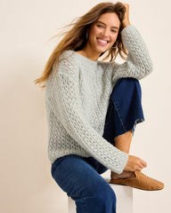 Women Sweaters | Tommy Bahama Shimmer Cable Boat-Neck Sweater Metallic Silver