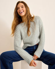Women Sweaters | Tommy Bahama Shimmer Cable Boat-Neck Sweater Metallic Silver