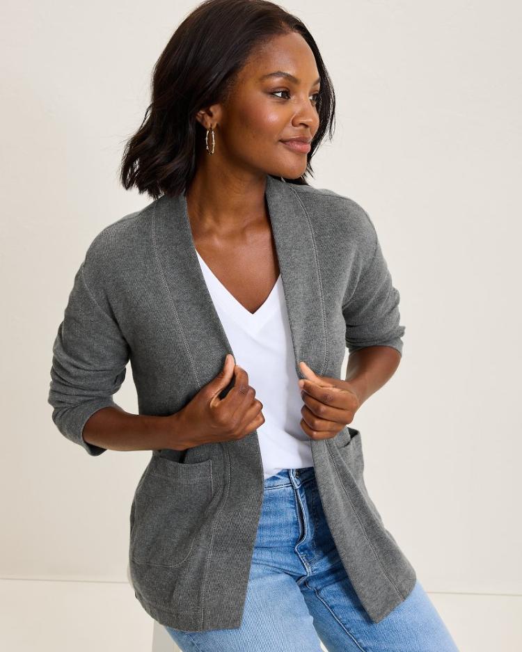 Women Sweatshirts | Tommy Bahama Aruba Cardigan Fog Grey Heather