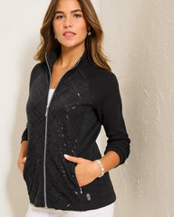 Women Sweatshirts | Tommy Bahama Aruba Diamond Days Embroidered Full-Zip Sweatshirt Black
