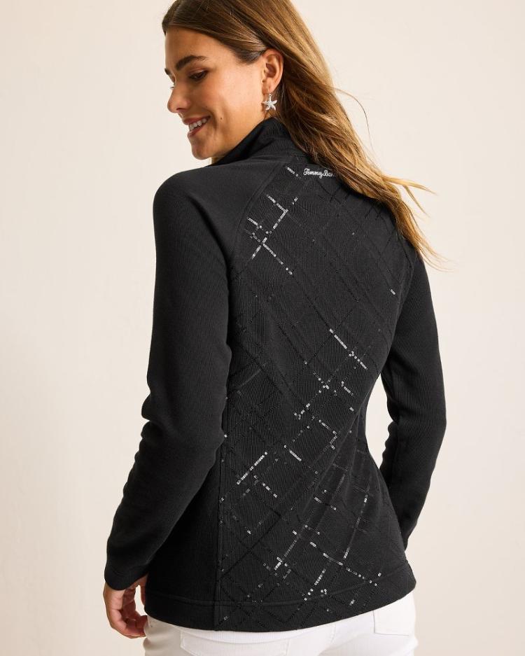 Women Sweatshirts | Tommy Bahama Aruba Diamond Days Embroidered Full-Zip Sweatshirt Black